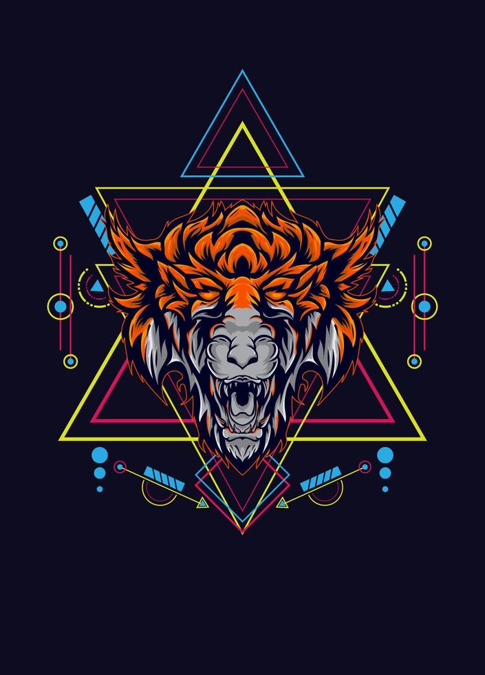 dark wolf head with sacred geometry. eps10 vector