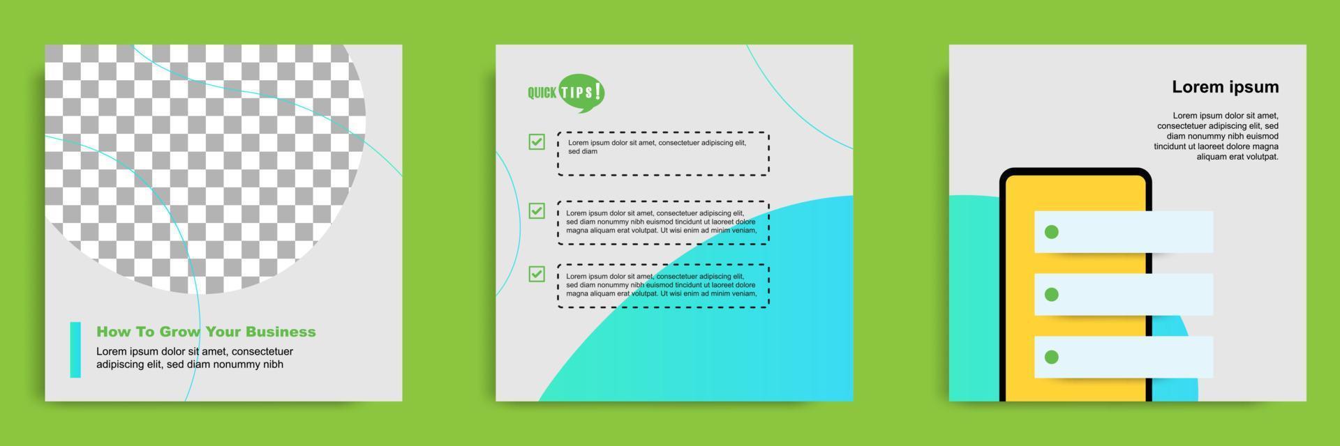 Social media tutorial tip trick post template vector