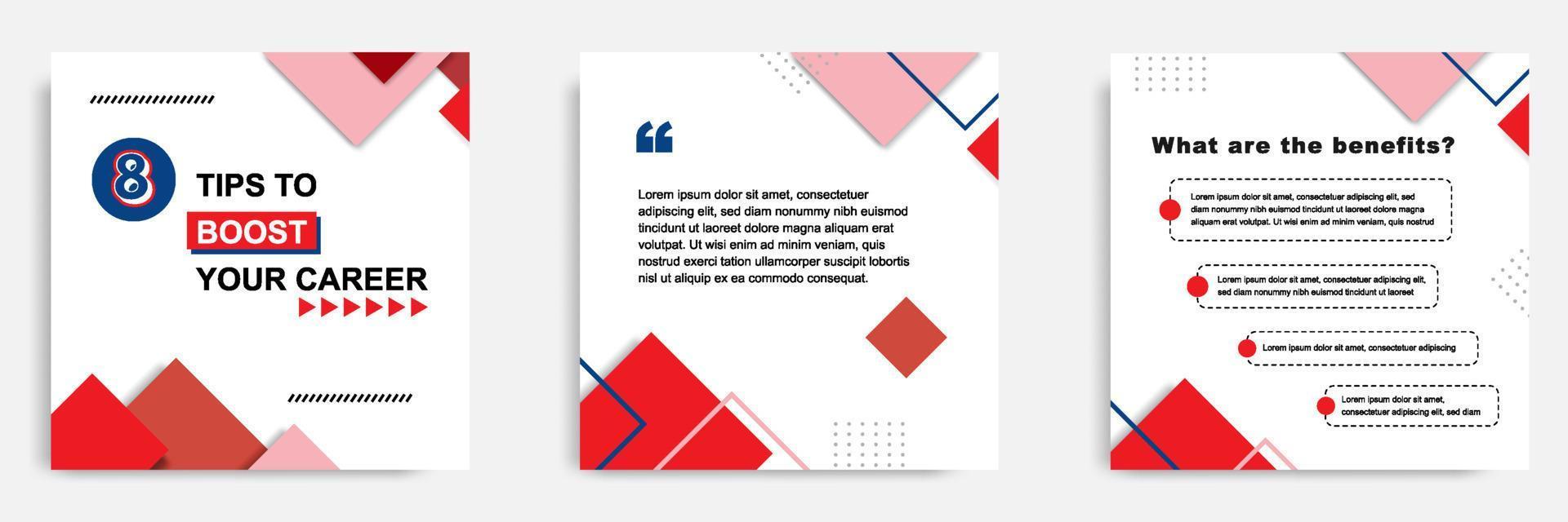 Red Social media tutorial, tips, trick, did you know post banner layout template with geometric background and memphis pattern design elements vector