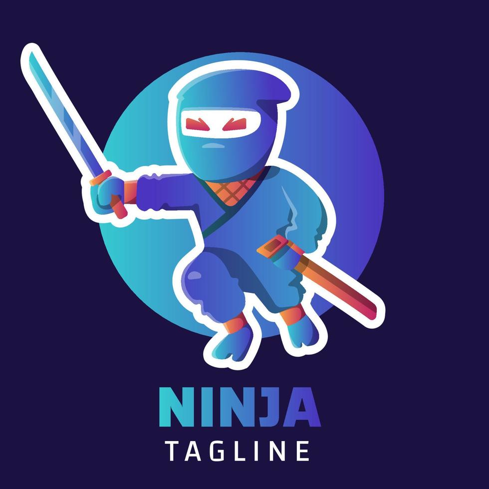 logotipo de ninja degradado vector