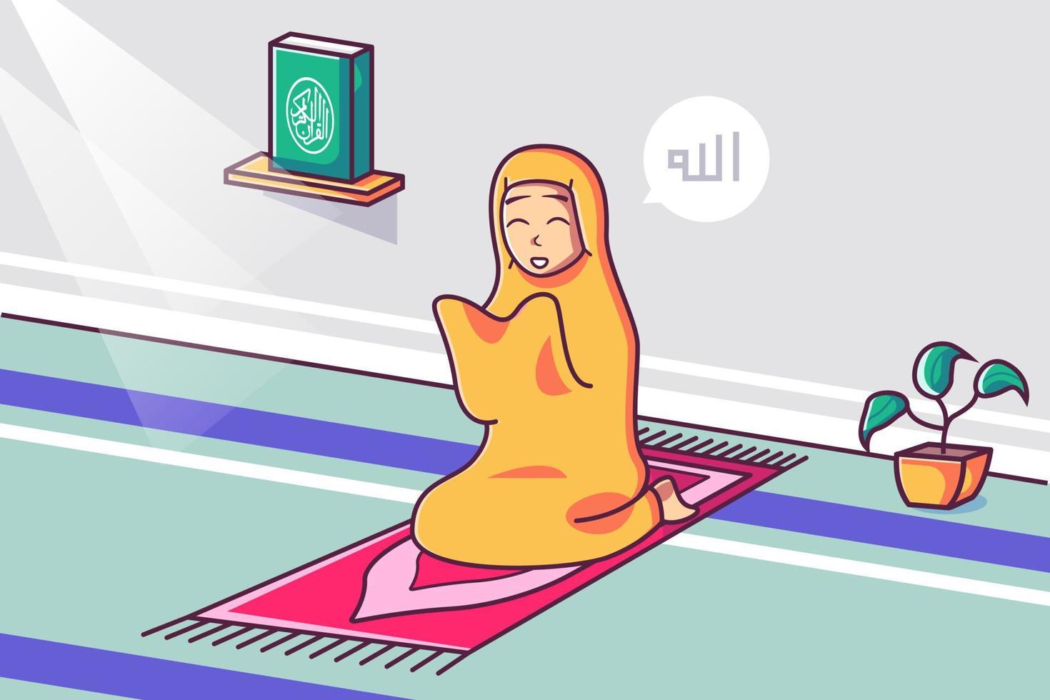 concepto de oración de mujer musulmana vector