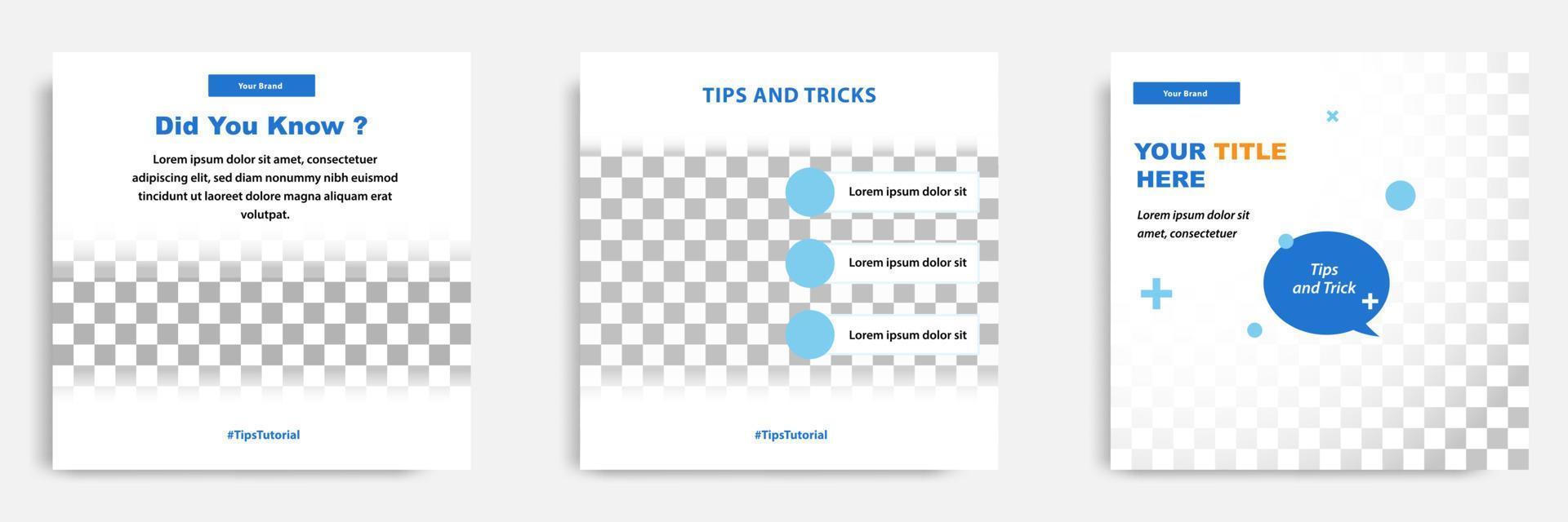 Social media tutorial tip trick post template vector