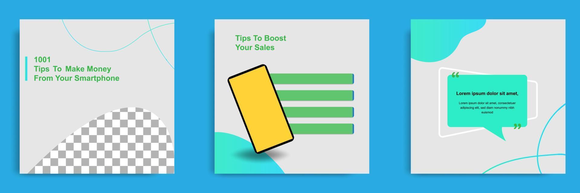 Social media tutorial tip trick post template vector