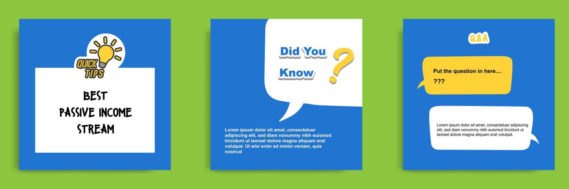 Social media tutorial tip trick post template vector