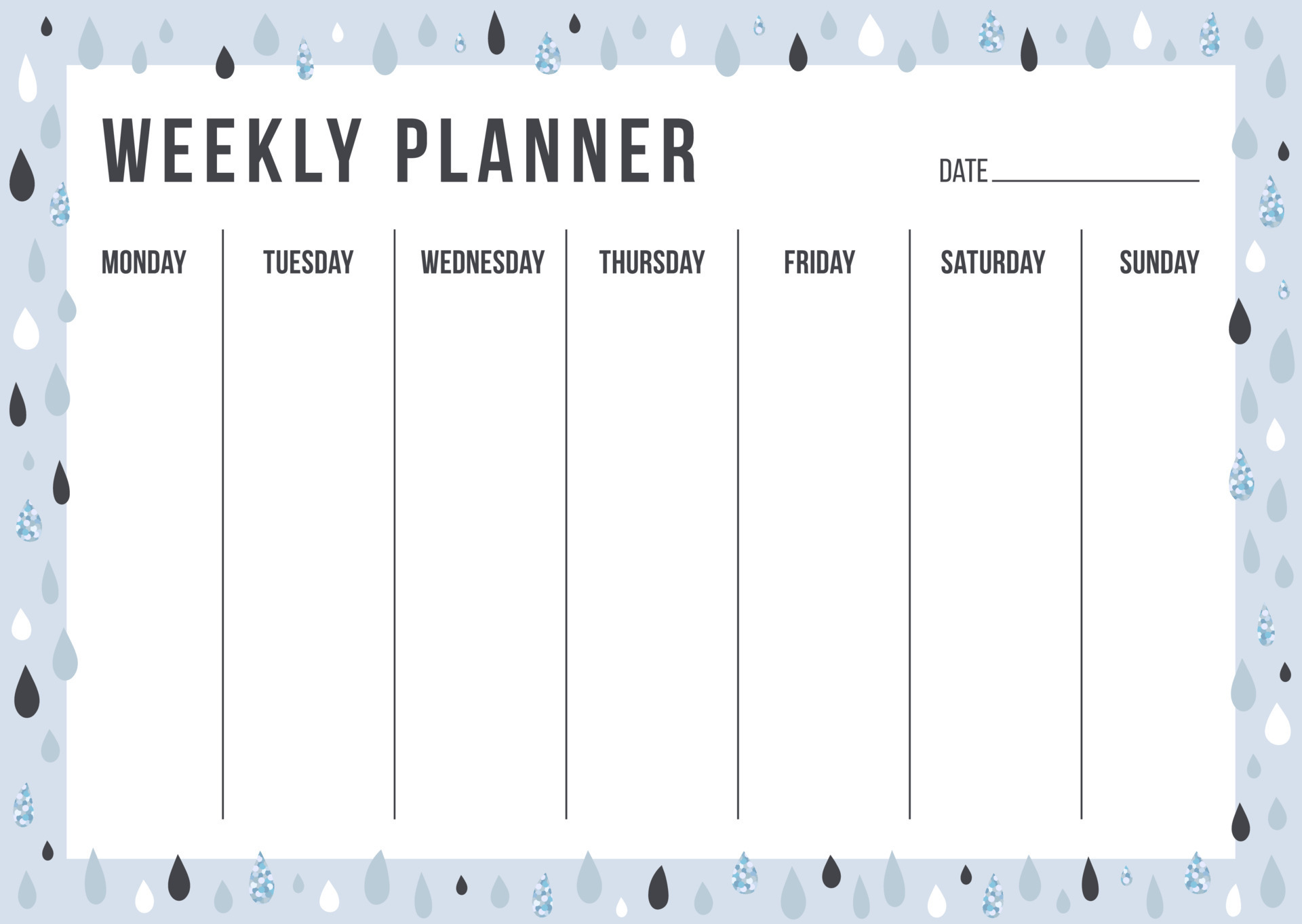 Cute weekly planning template for thing and date in Scandinavian style