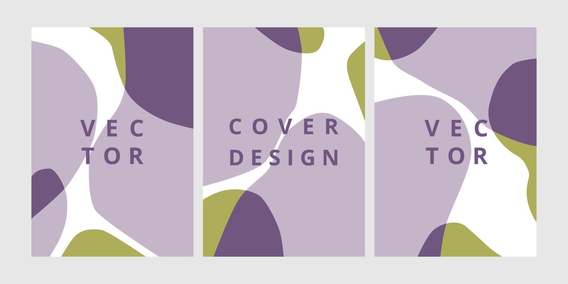 Set of modern design template with abstract organic shapes in purple colors. Minimal stylish background for brochure, flyer, banner, poster and branding design. Vector illustration