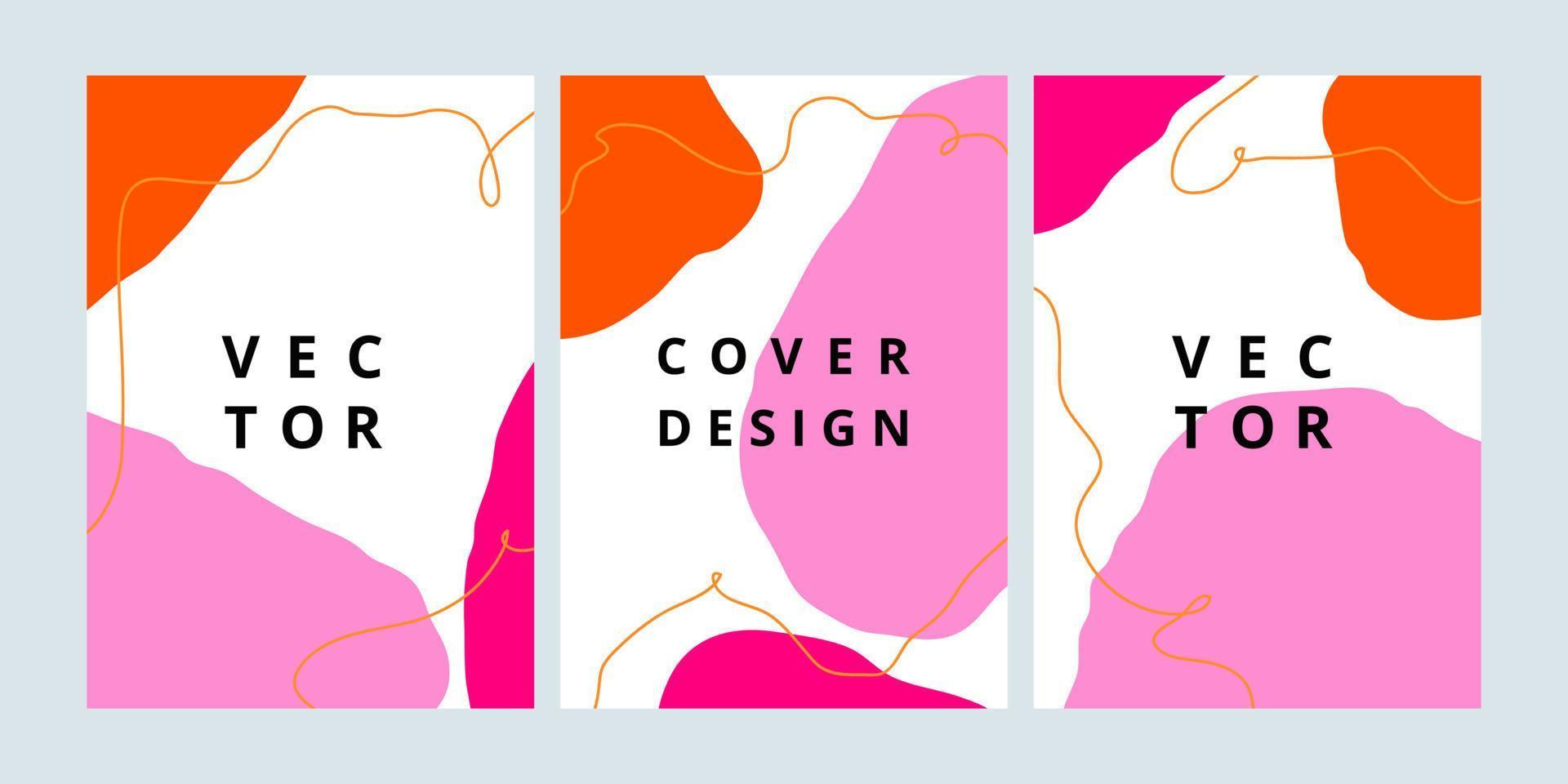 Fashion set of modern design template with abstract shapes in flat style. Minimal fluid background in bright colors for brochure, flyer, banner, poster and branding design. Vector illustration