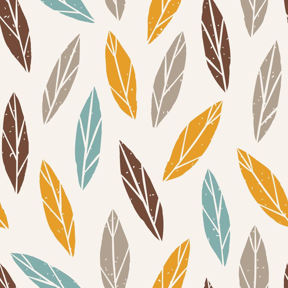 Stylish seamless pattern hand drawn leaves. Floral cute texture. Vector illustration for print, wrapping paper, design.