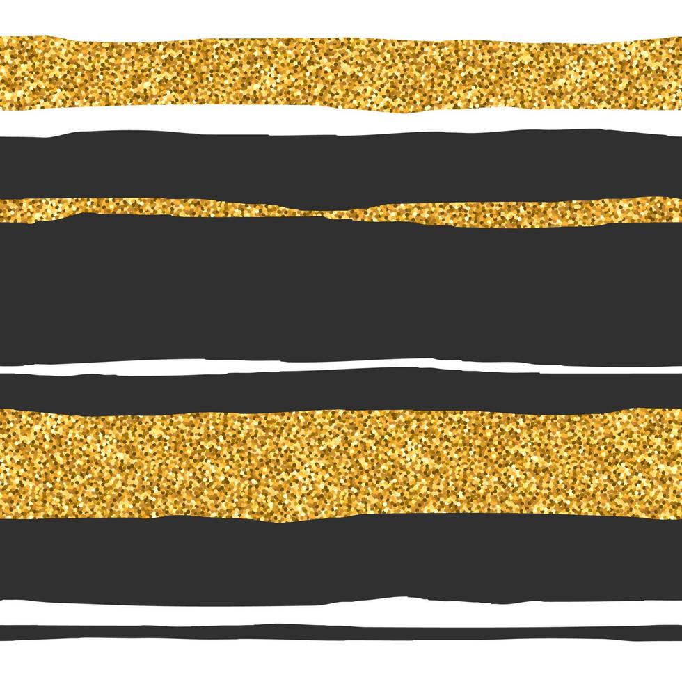 Seamless pattern with black, white and gold glittering stripe. Fashion background. Vector illustration for print, scrapbook or wrapping paper