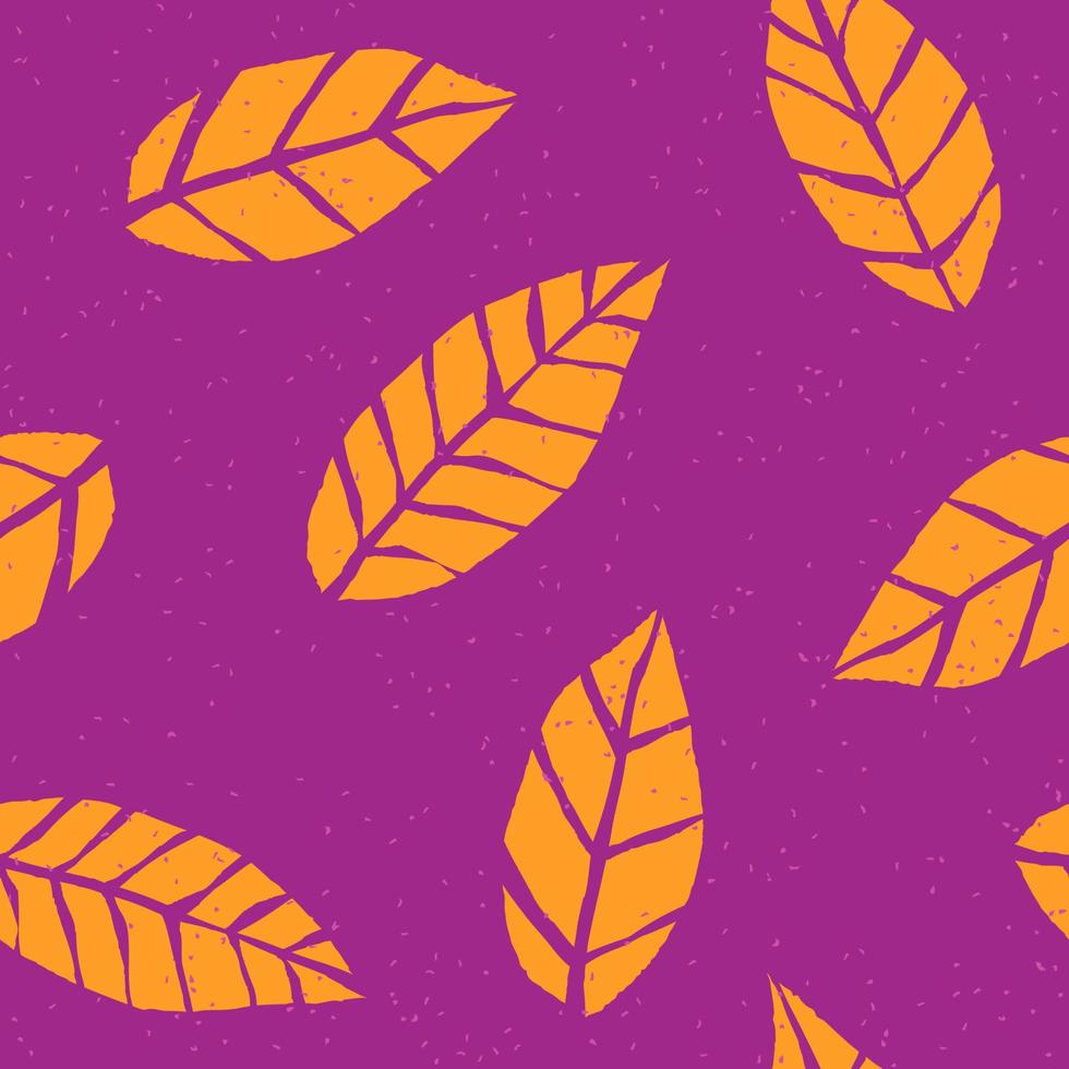 Stylish seamless pattern hand drawn leaves. Floral cute texture. Vector illustration for print, wrapping paper, design.