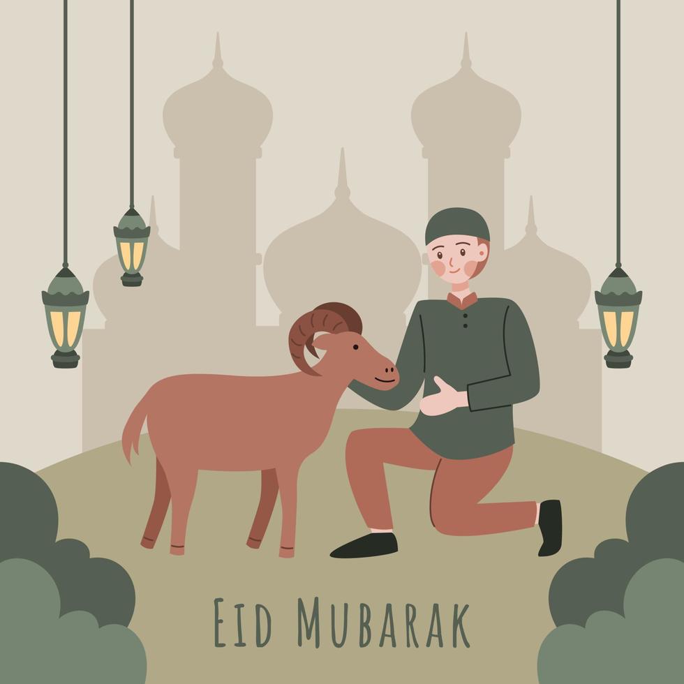 eid al adha mubarak greeting poster illustration vector