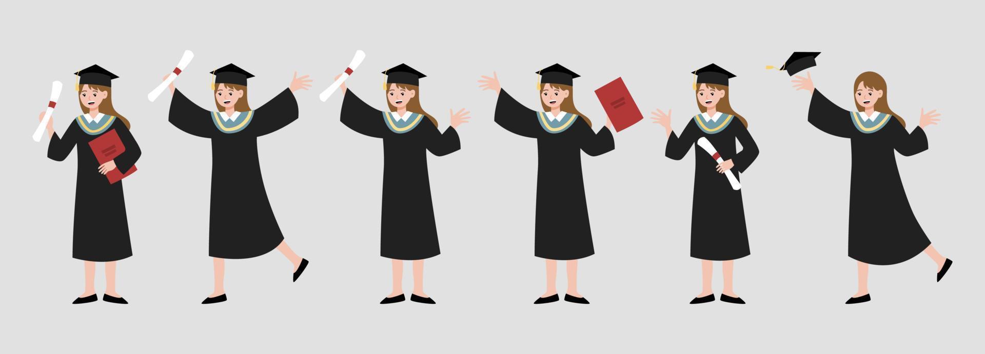 graduation cartoon character collection vector