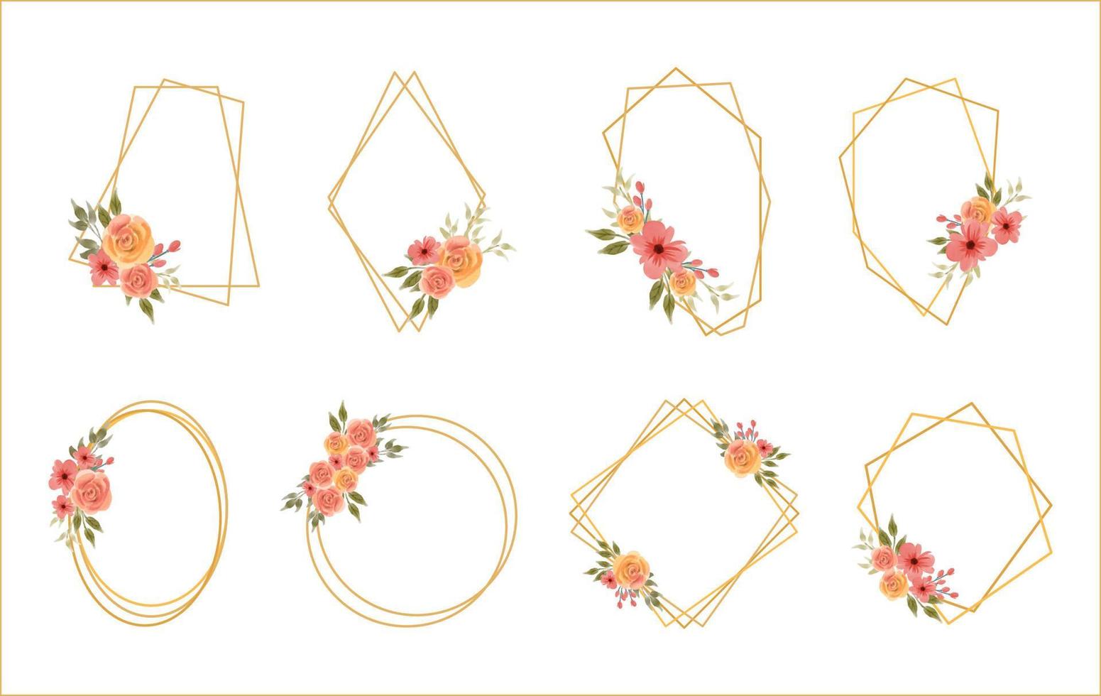 colección de marcos de flores de boda geométricas vector