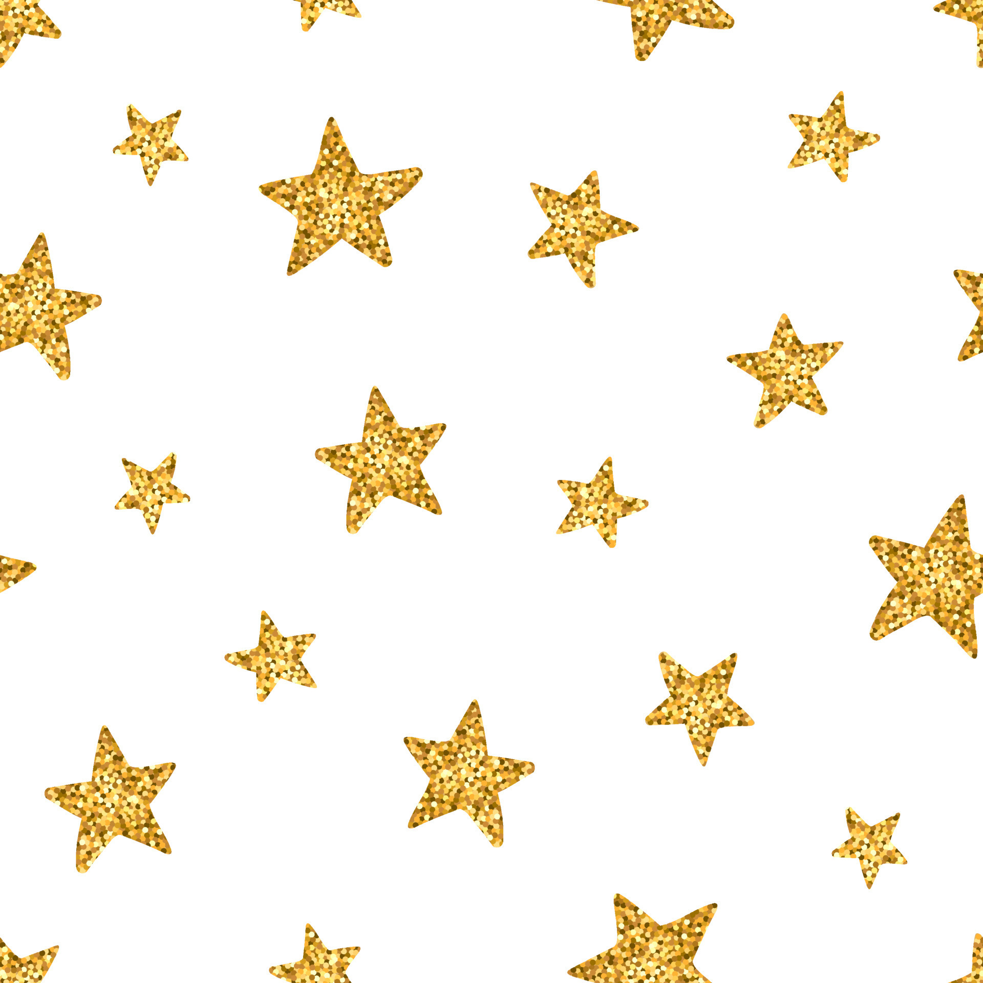 Seamless pattern with gold glittering stars, confetti background