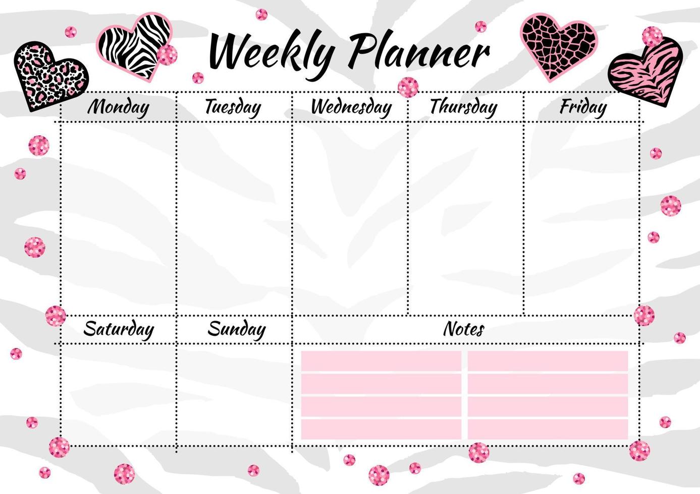 creative-weekly-planner-with-heart-animal-texture-and-pink-glitter-sparkles-stylish-fashion-organizer-and-schedule-planner-template-for-print-wedding-school-vector-illustration-8969995-vector-art-at-vecteezy for Free Printable Cute Weekly Planner Template Creative weekly planner with heart animal texture and pink glitter sparkles. Stylish fashion organizer and schedule. Planner template for print, wedding, school. Vector illustration. 8969995 Vector Art at Vecteezy for Free Printable Cute Weekly Planner Template