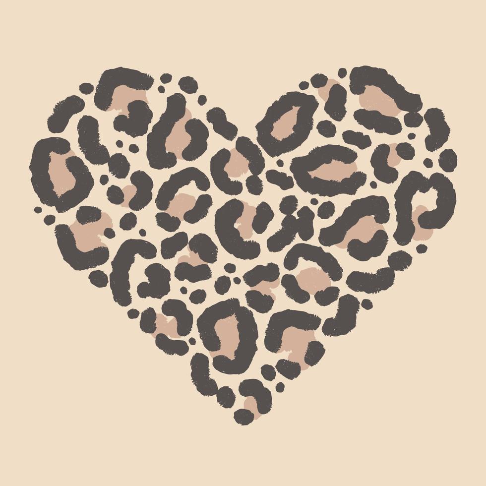 Leopard skin in shape of heart. Trendy animal print. Fashion