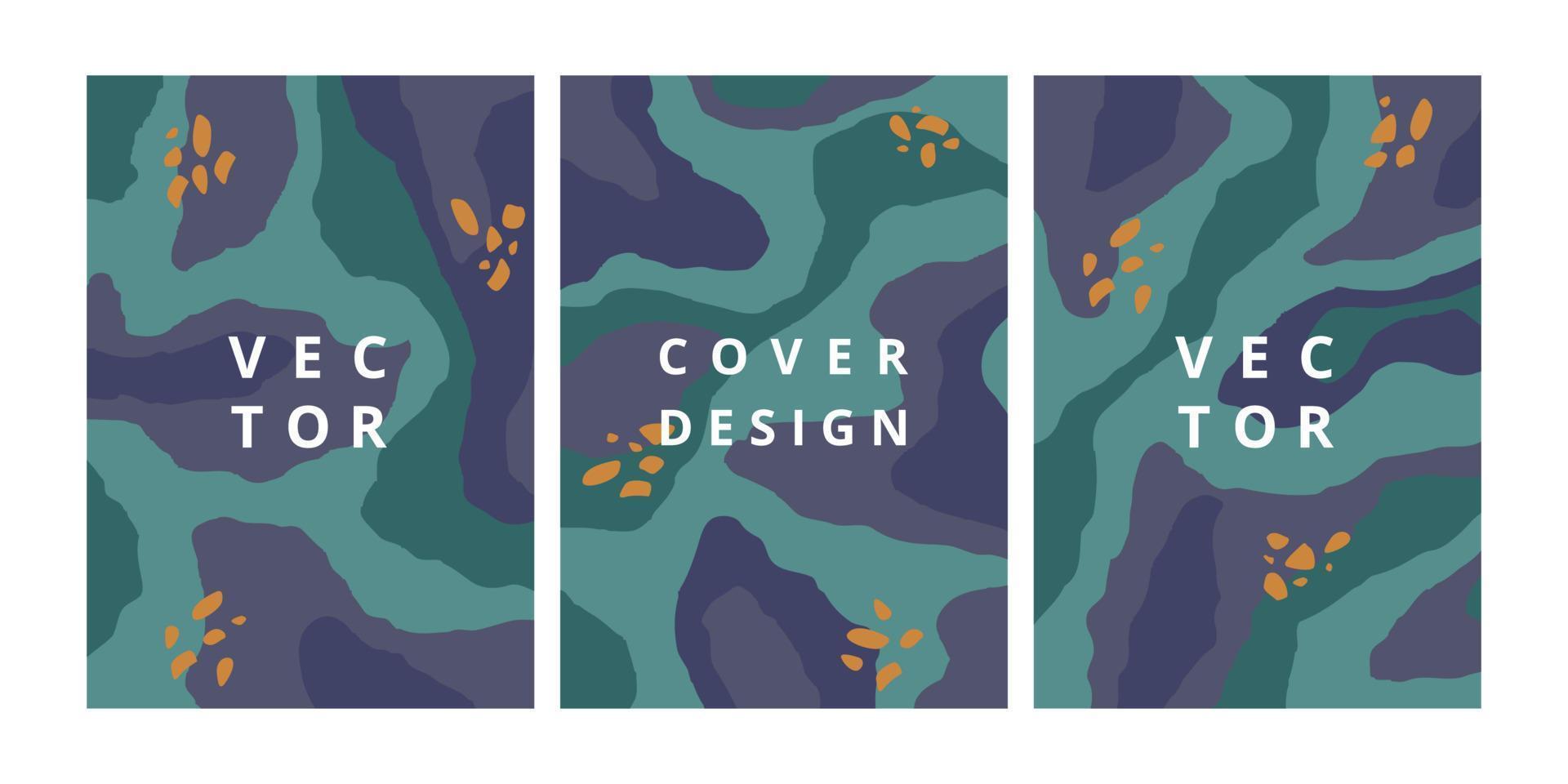 Set of presentation banner layout template with abstract wild texture. Modern design background in green and blue color. Minimal cover for business, brochure and branding design. Vector illustration