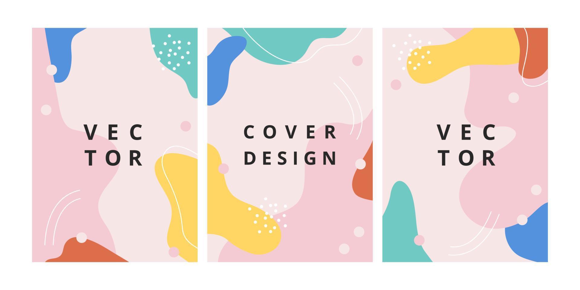 Set of modern design template with abstract wave shapes in memphis style. Minimal fluid background in bright colors for brochure, flyer, banner, poster and branding design. Vector illustration
