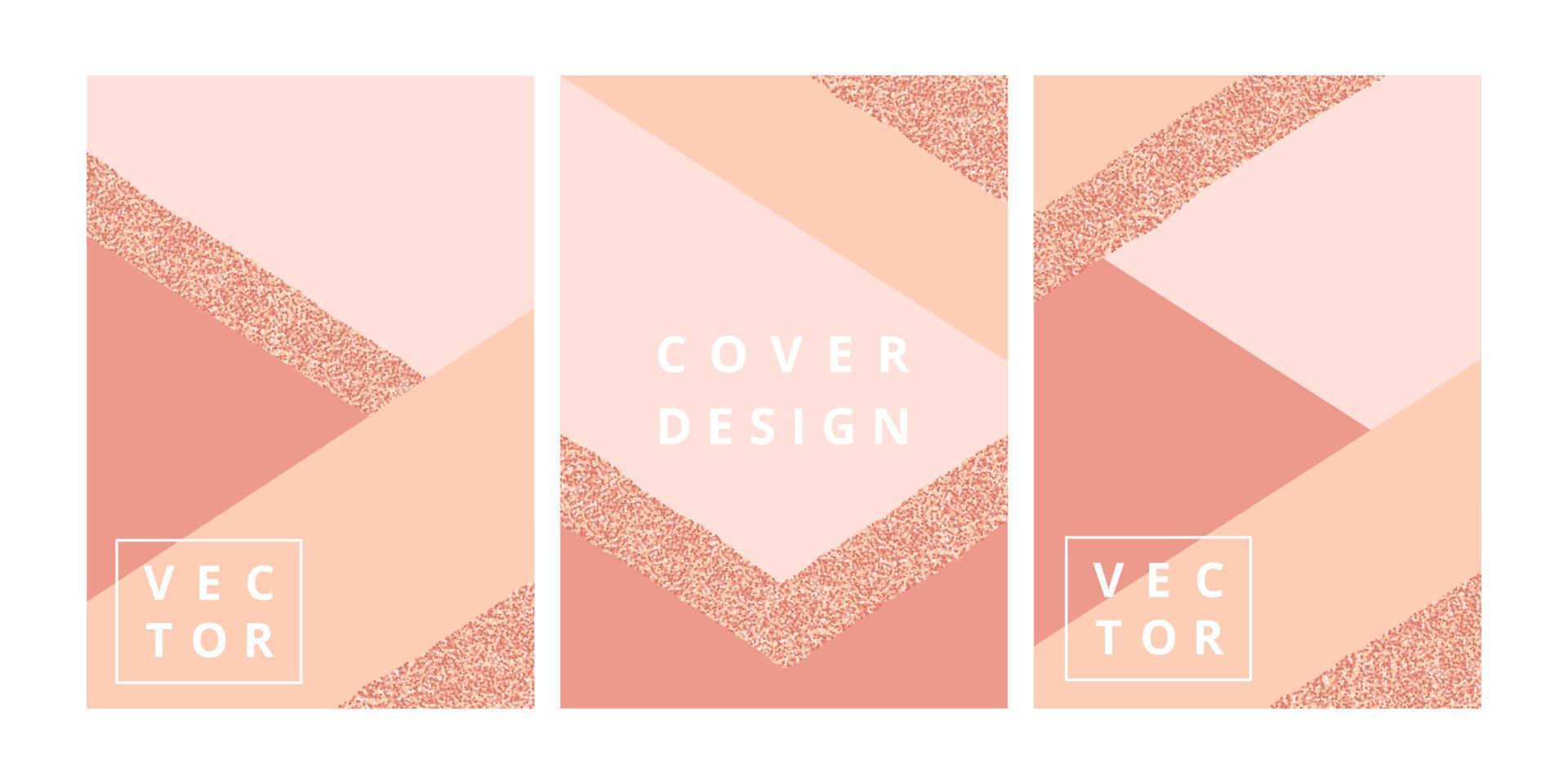 Set of geometric banner layout template in pink and glitter color. Modern design on geometric background. Minimal stylish cover for business, flyer, brochure and branding design. Vector illustration
