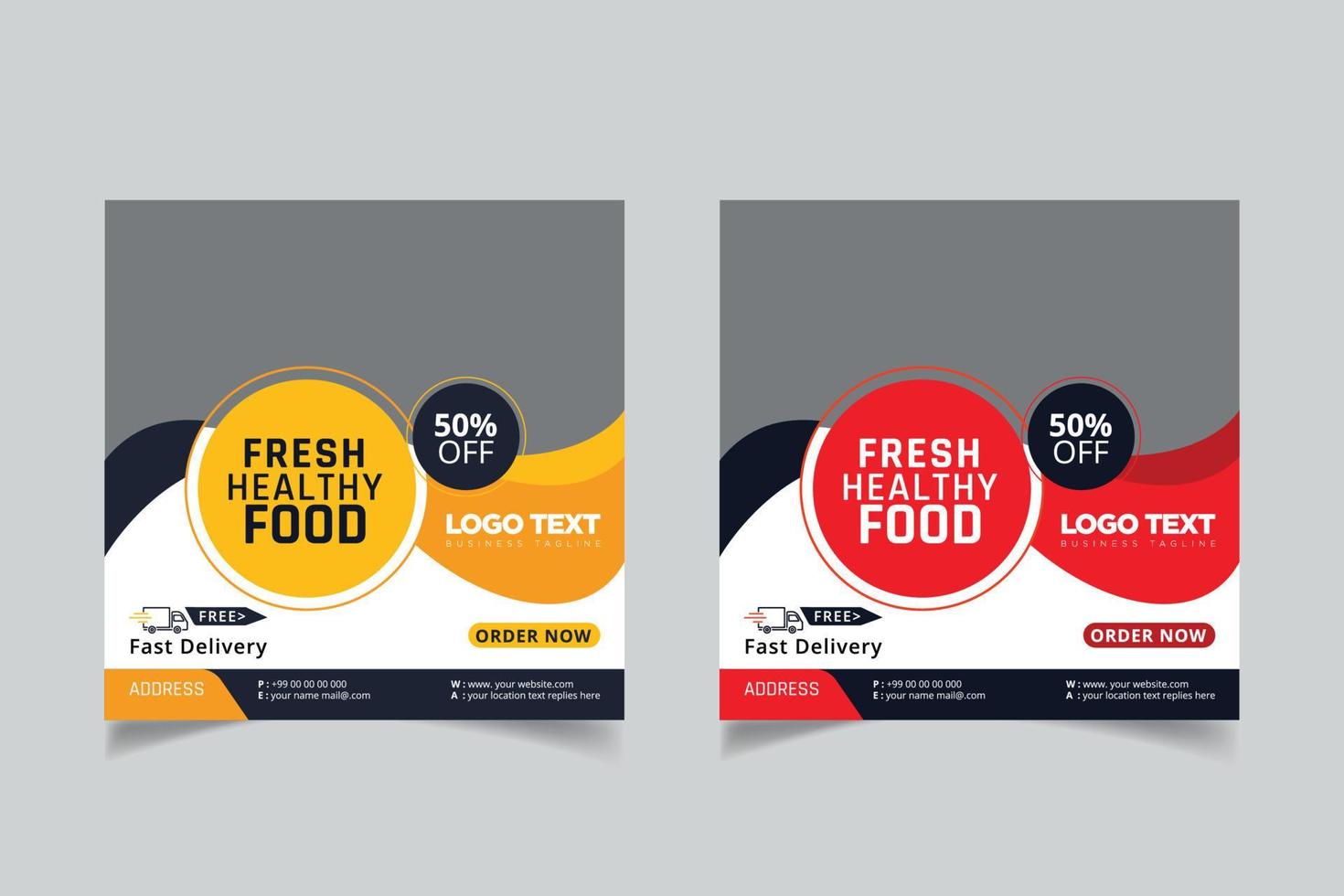 Fresh healthy food social media banner vector