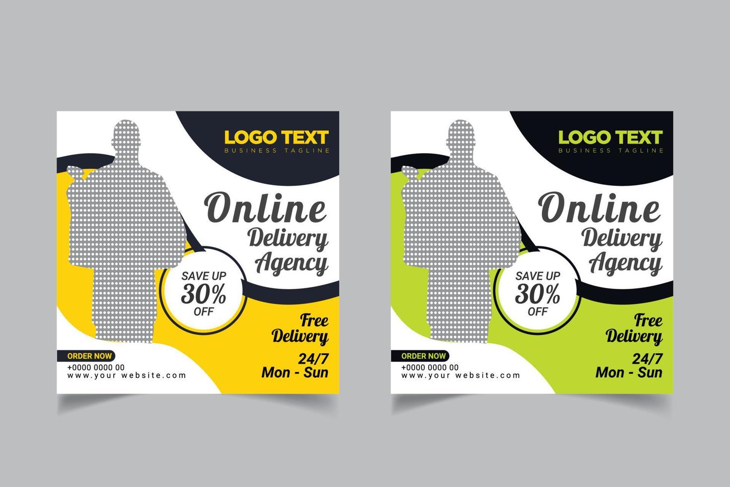 Food delivery social media design vector