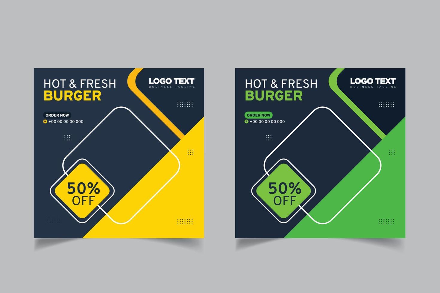 Food delivery social media design vector