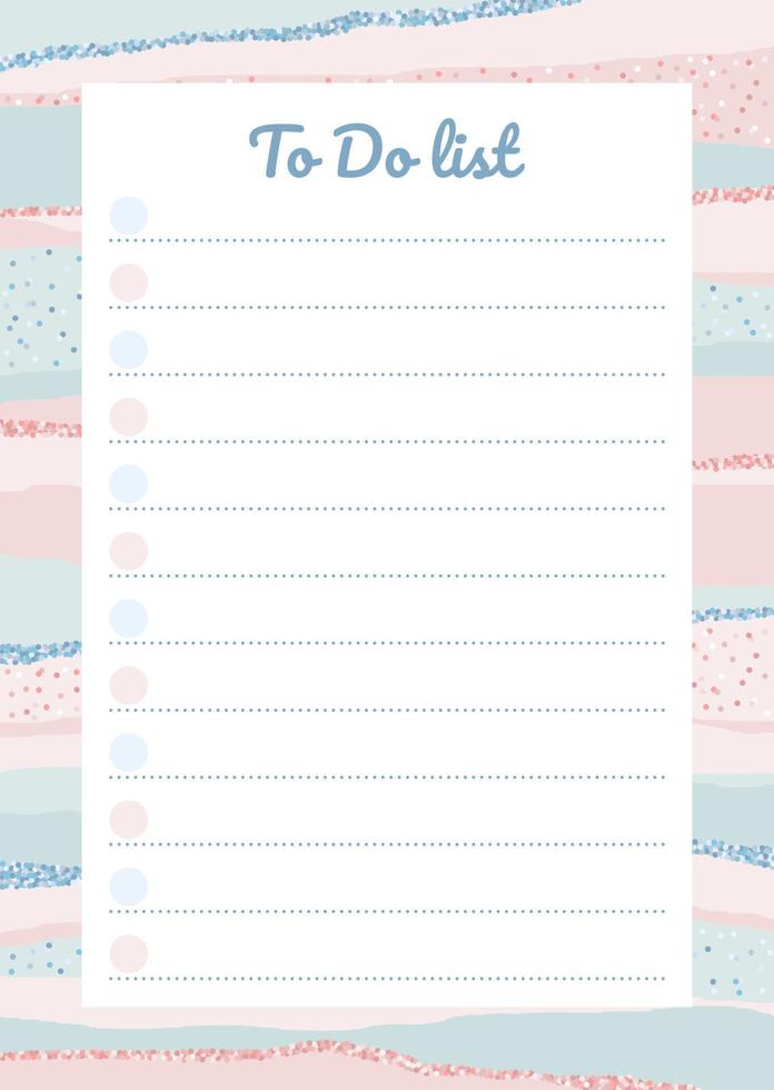 Cute To Do List template with notes and round checkbox on striped background in pastel color. Modern organizer design in nordic style. Vector illustration for daily target