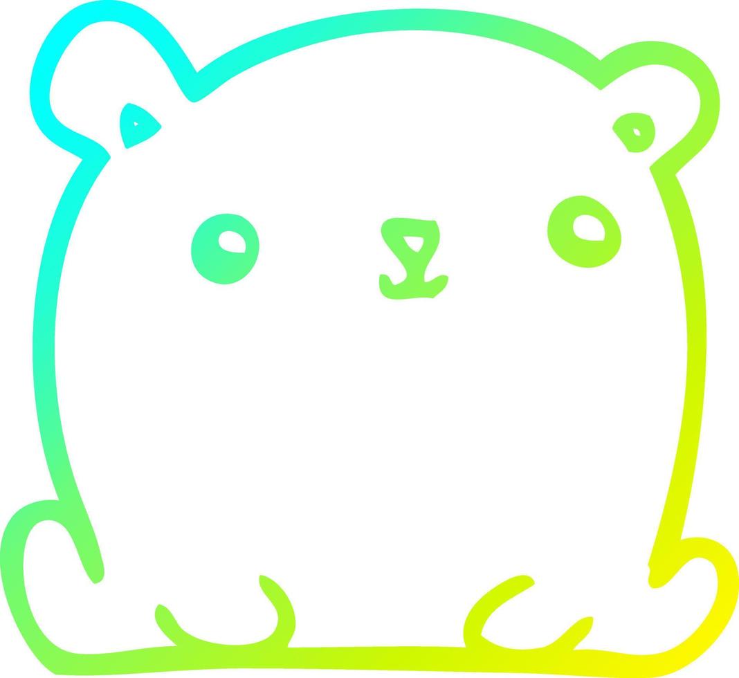 cold gradient line drawing cute cartoon bear vector