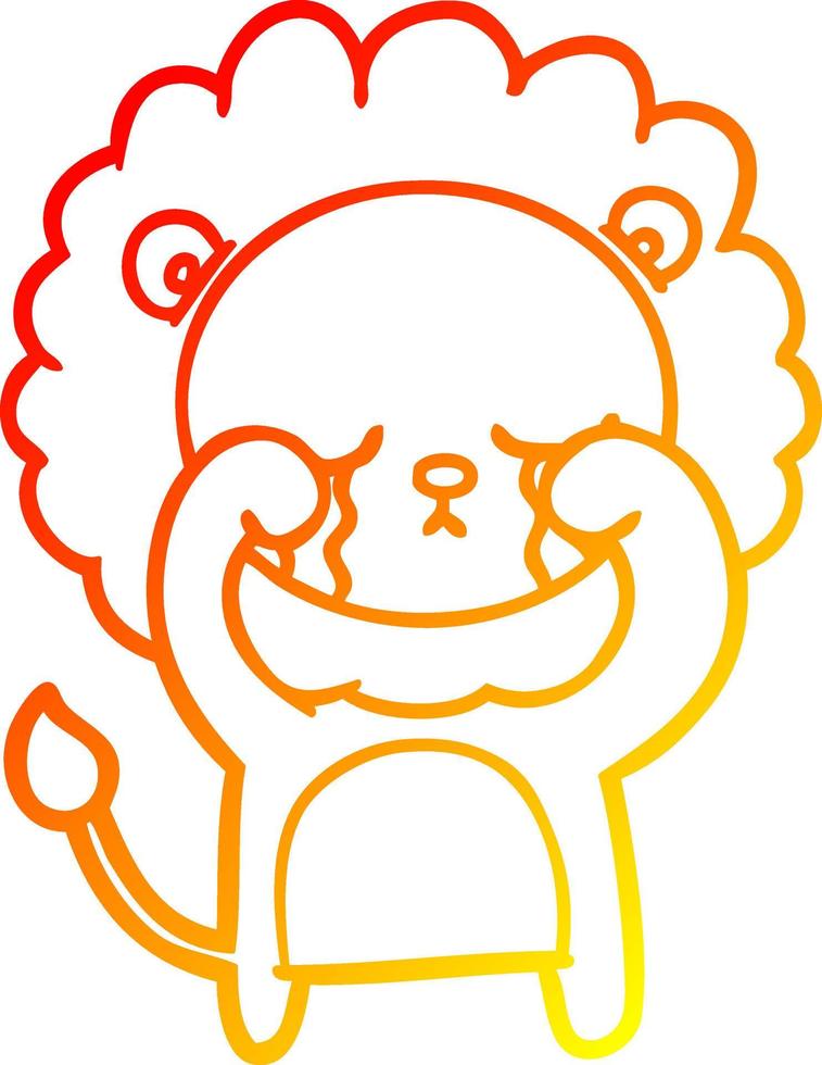 warm gradient line drawing crying cartoon lion vector
