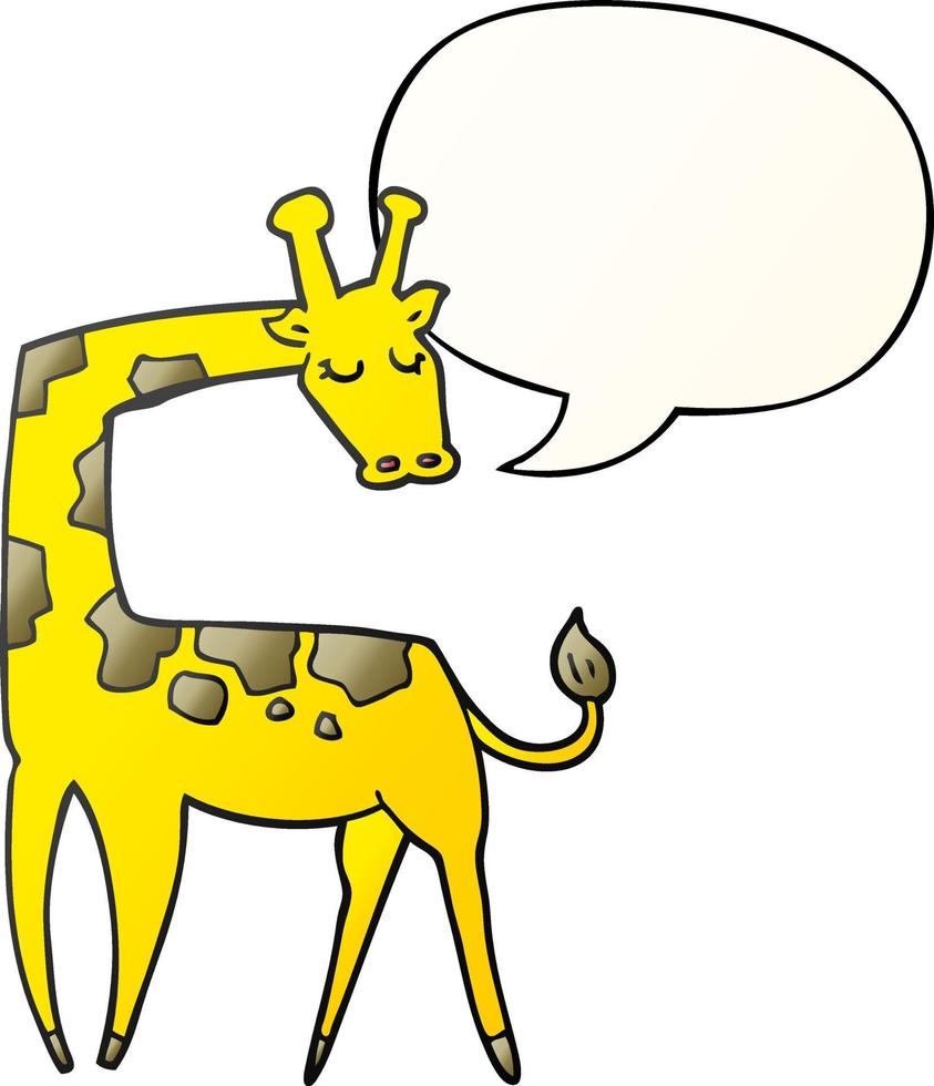 caricatura, jirafa, y, burbuja del discurso, en, suave, gradiente, estilo vector