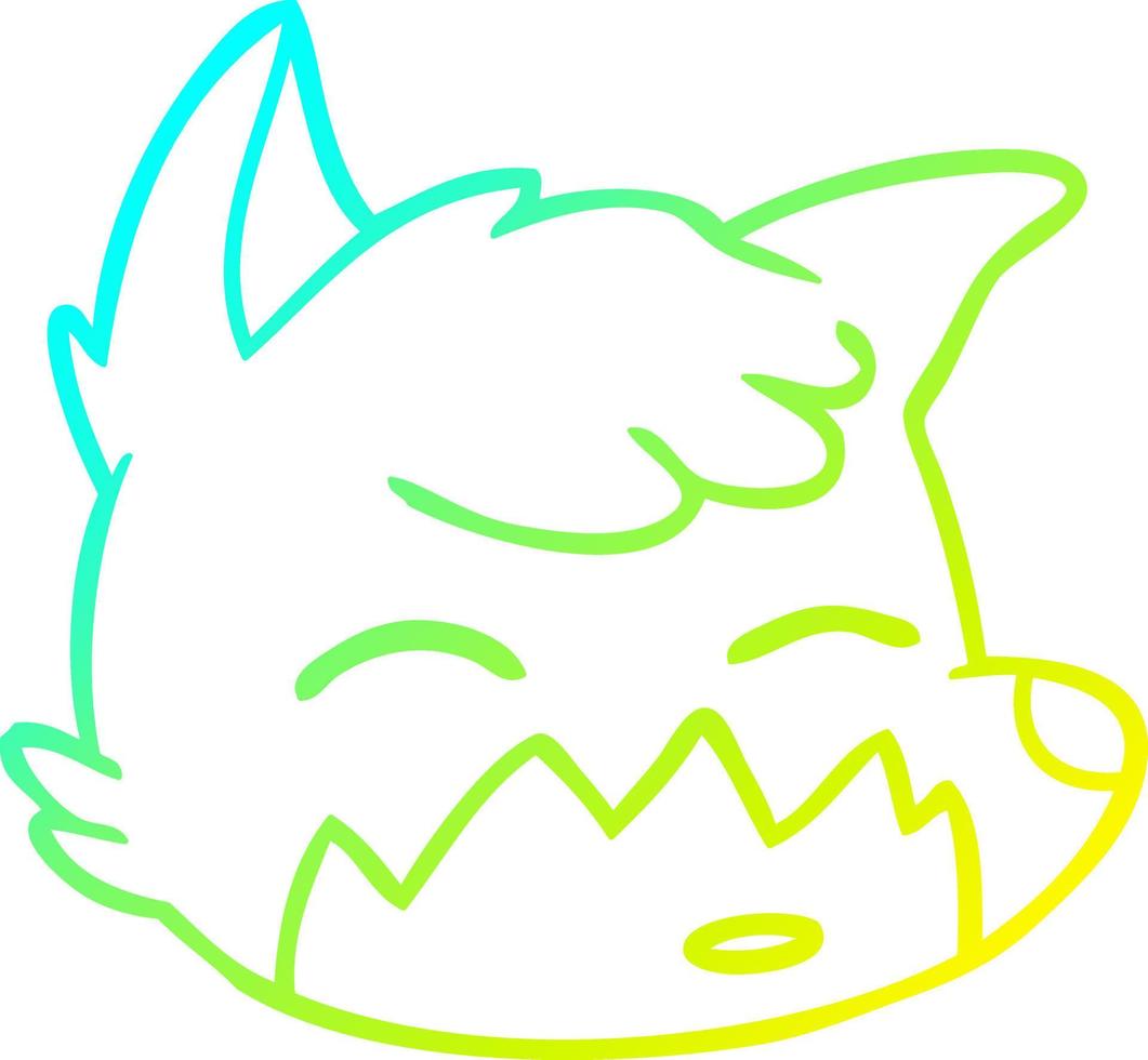 cold gradient line drawing cartoon fox face vector