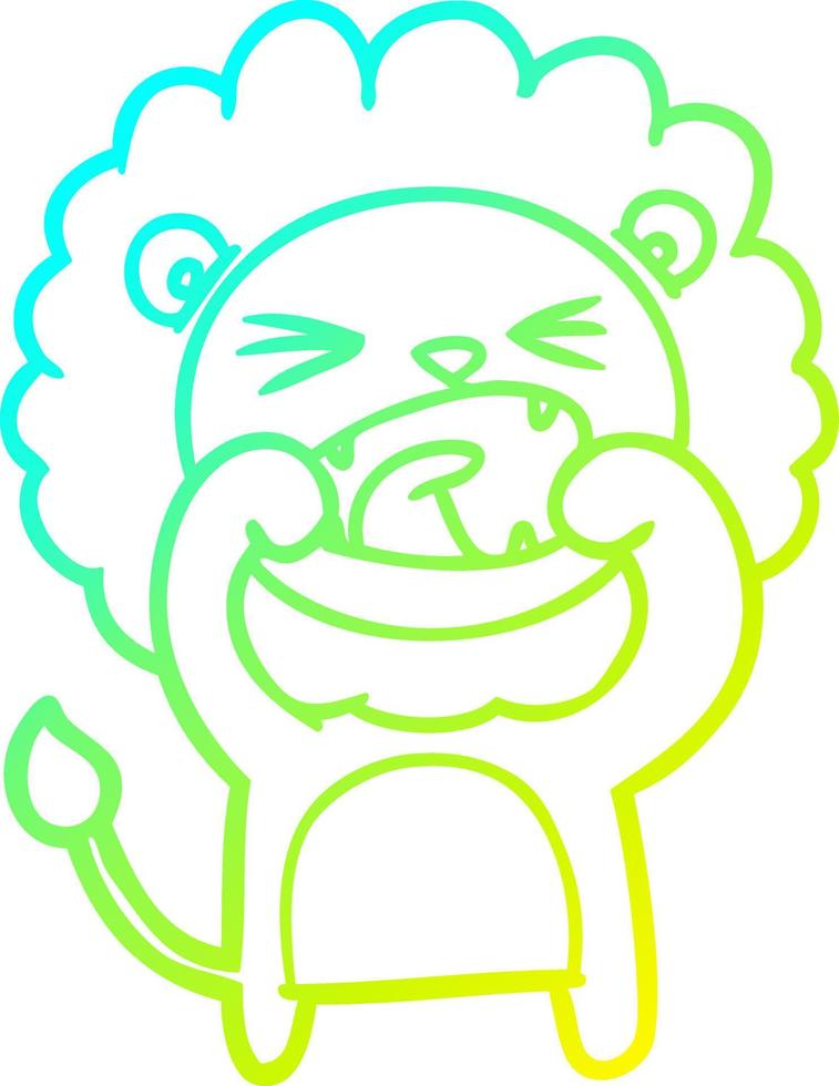 cold gradient line drawing cartoon lion vector