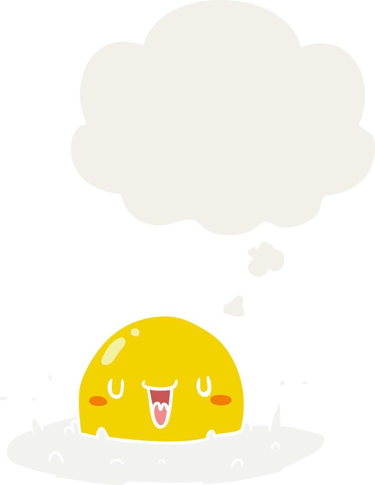 cartoon fried egg and thought bubble in retro style vector