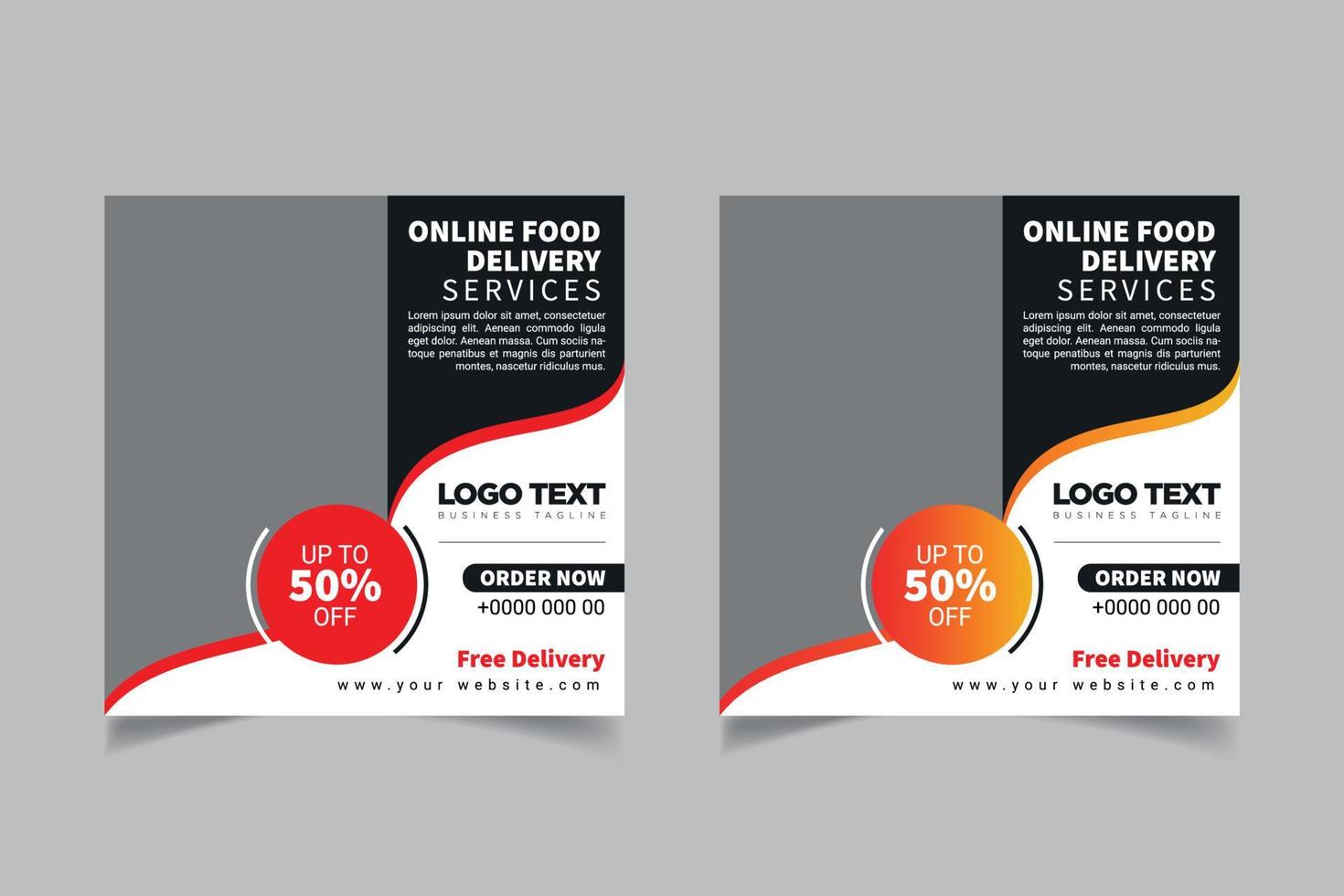 Food delivery social media design vector