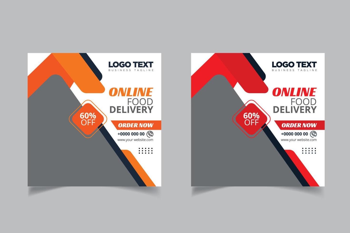 Food delivery social media design vector