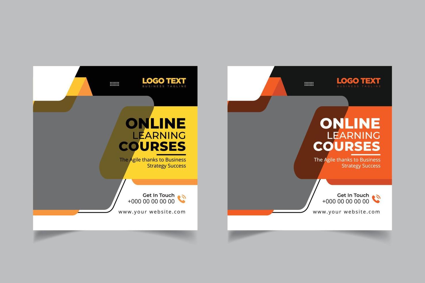 Online learning courses banner social media post vector