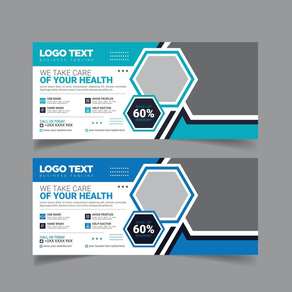 Medical health care billboard banner design template vector