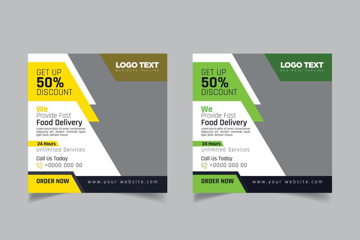 Food delivery social media design vector