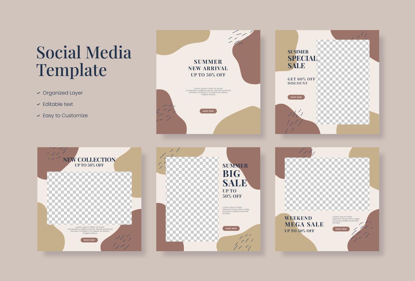 Social media template, trendy editable social media background vector