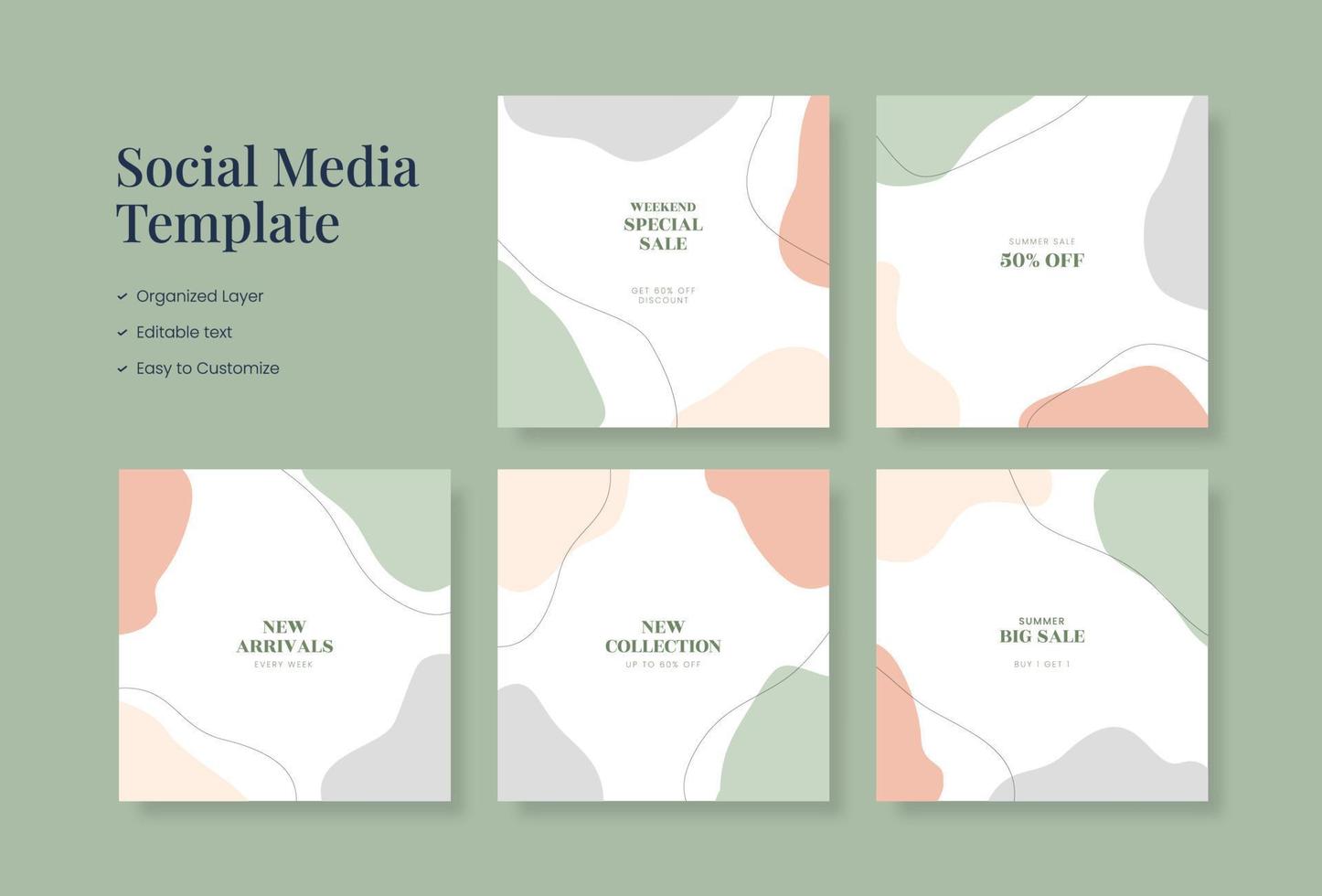 Social media template, trendy editable social media background vector