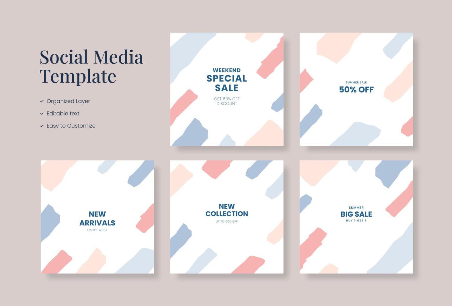 Social media template, trendy editable social media background vector