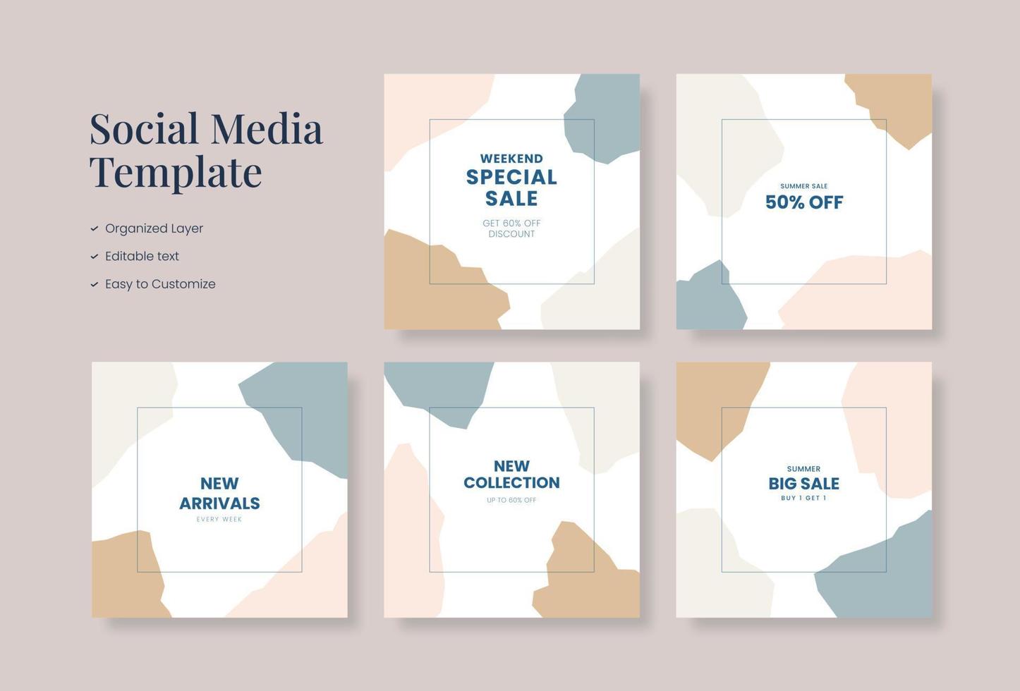 Social media template, trendy editable social media background vector