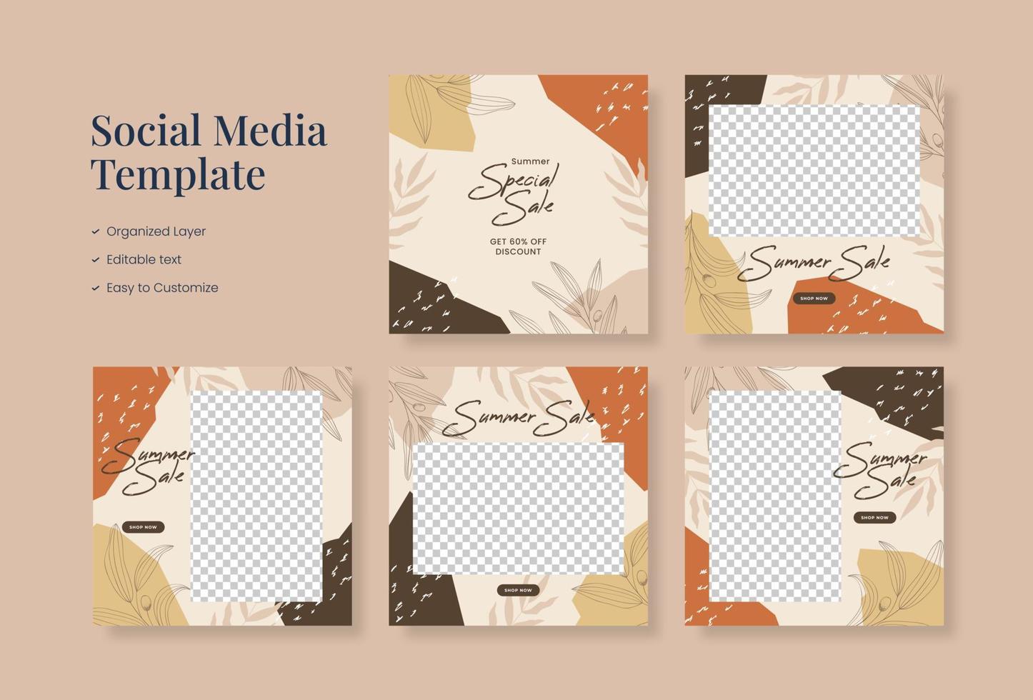 Social media template, trendy editable social media background vector