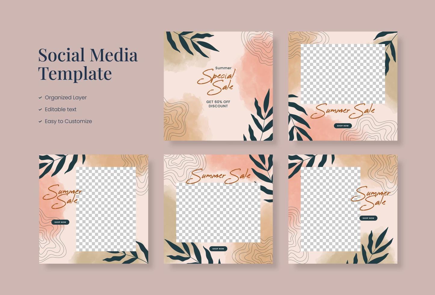 Social media template, trendy editable social media background vector