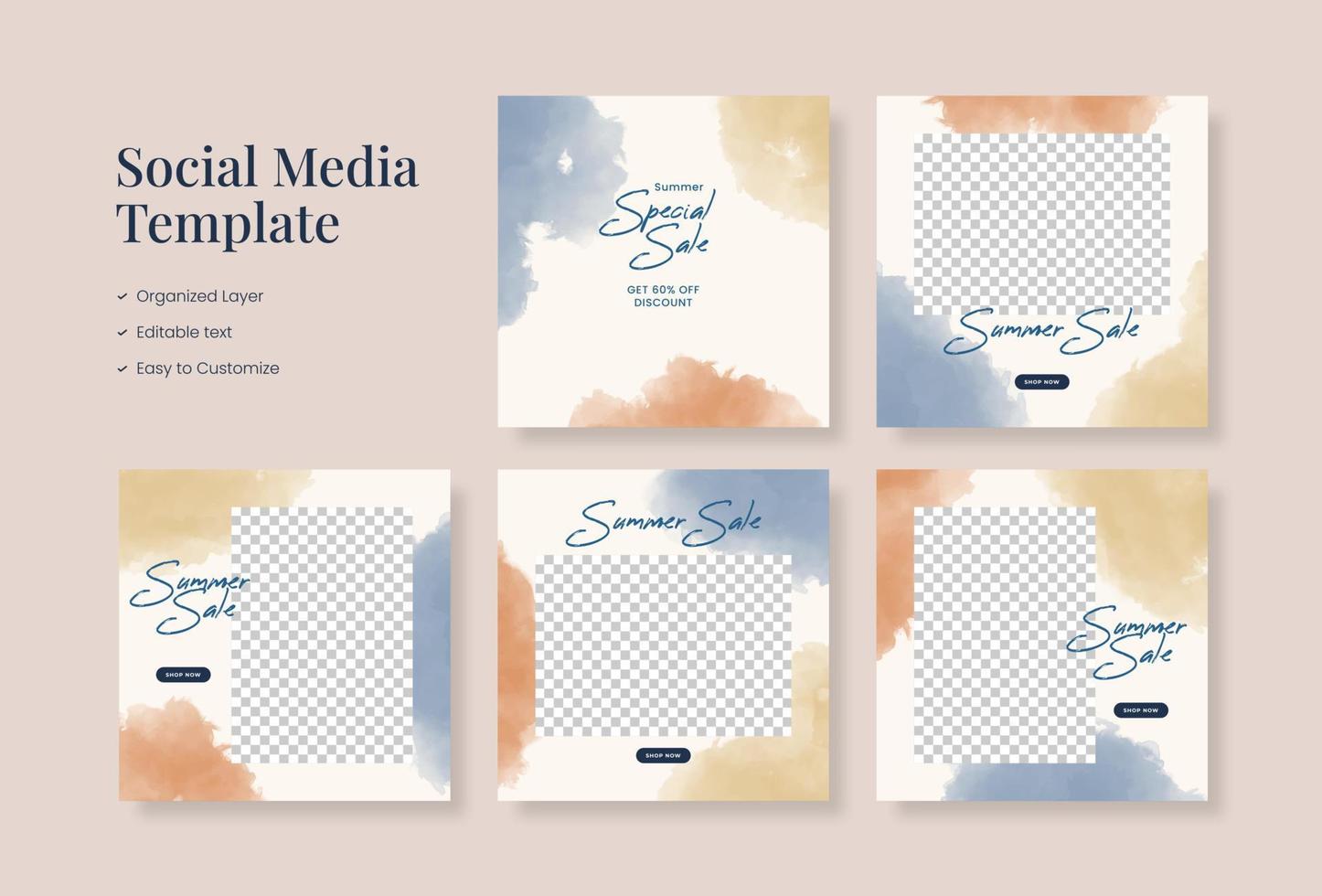 Social media template, trendy editable social media background vector