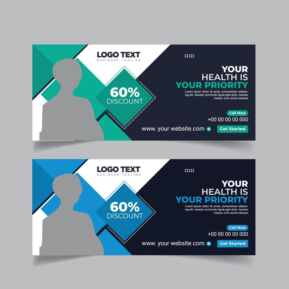 Medical health care billboard banner design template vector