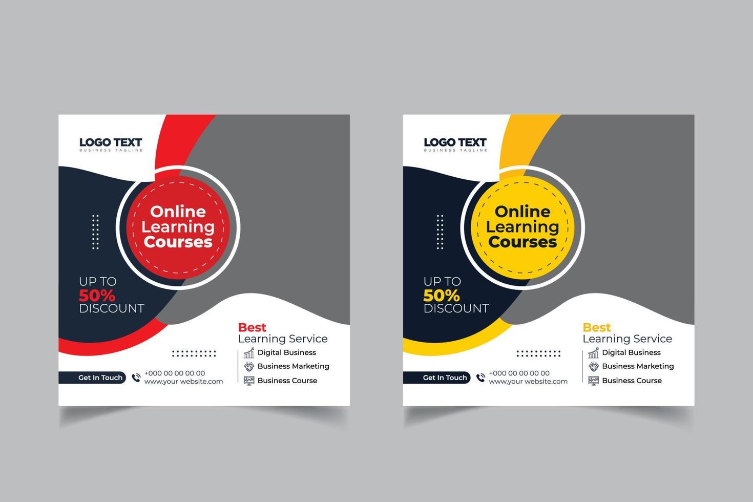 Online learning courses banner social media post vector