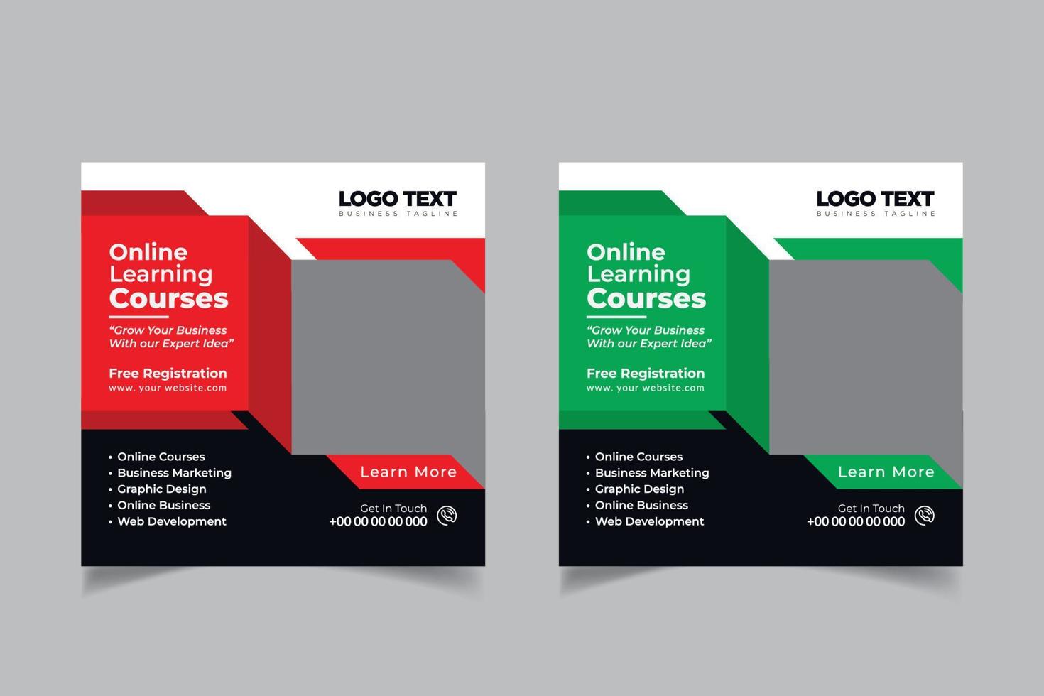 Online digital marketing course post template vector