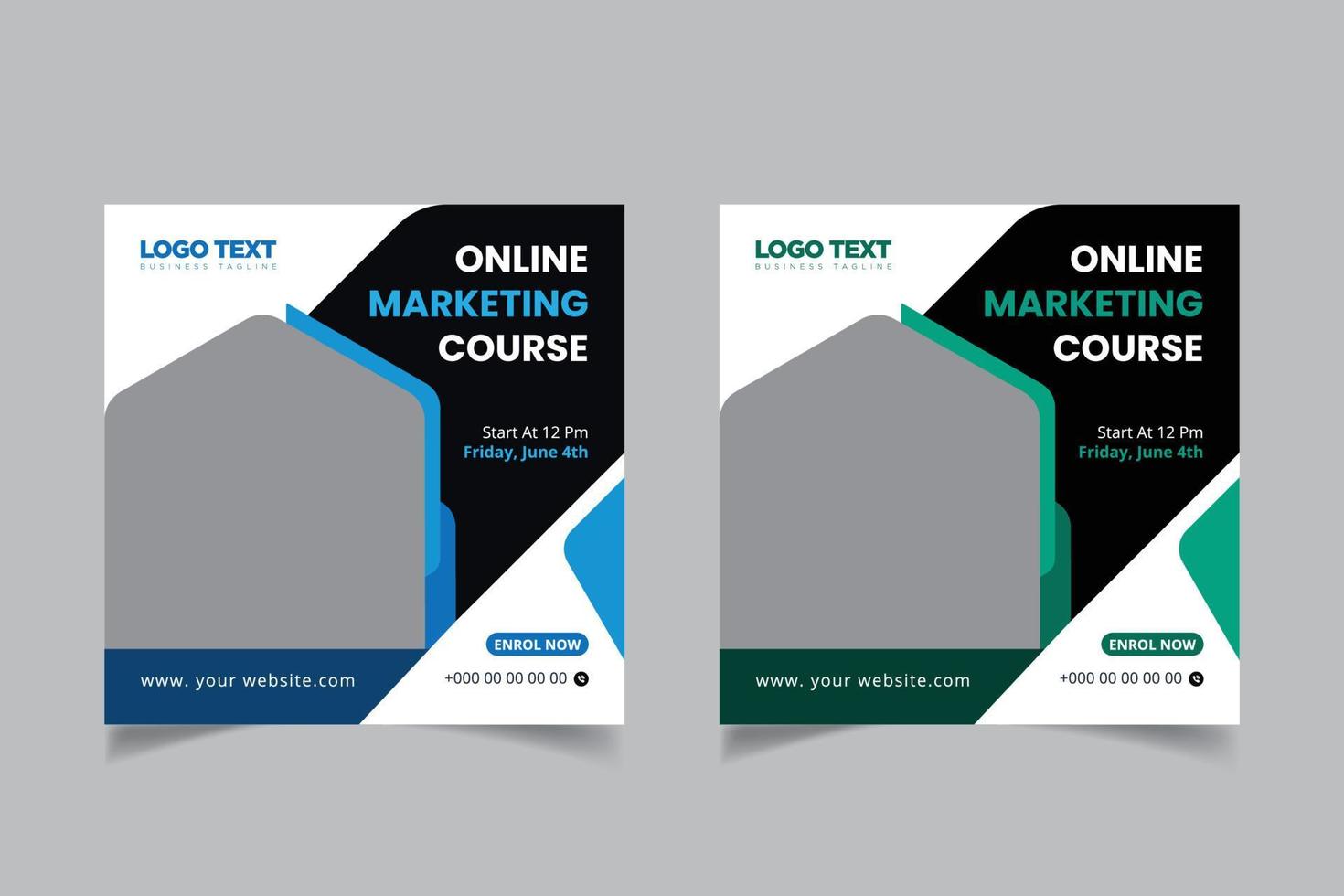 Online digital marketing course post template vector