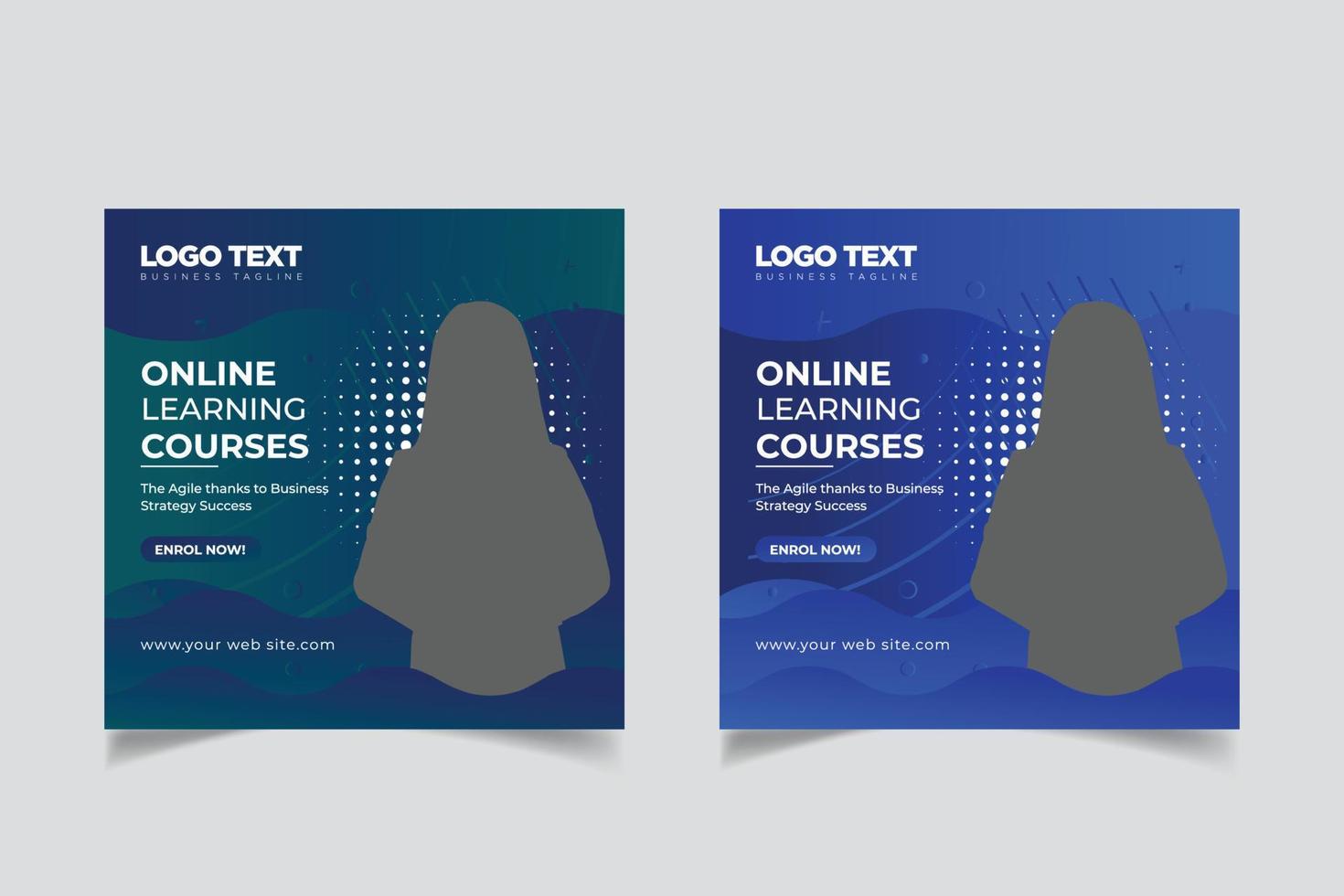 Online digital marketing course post template vector